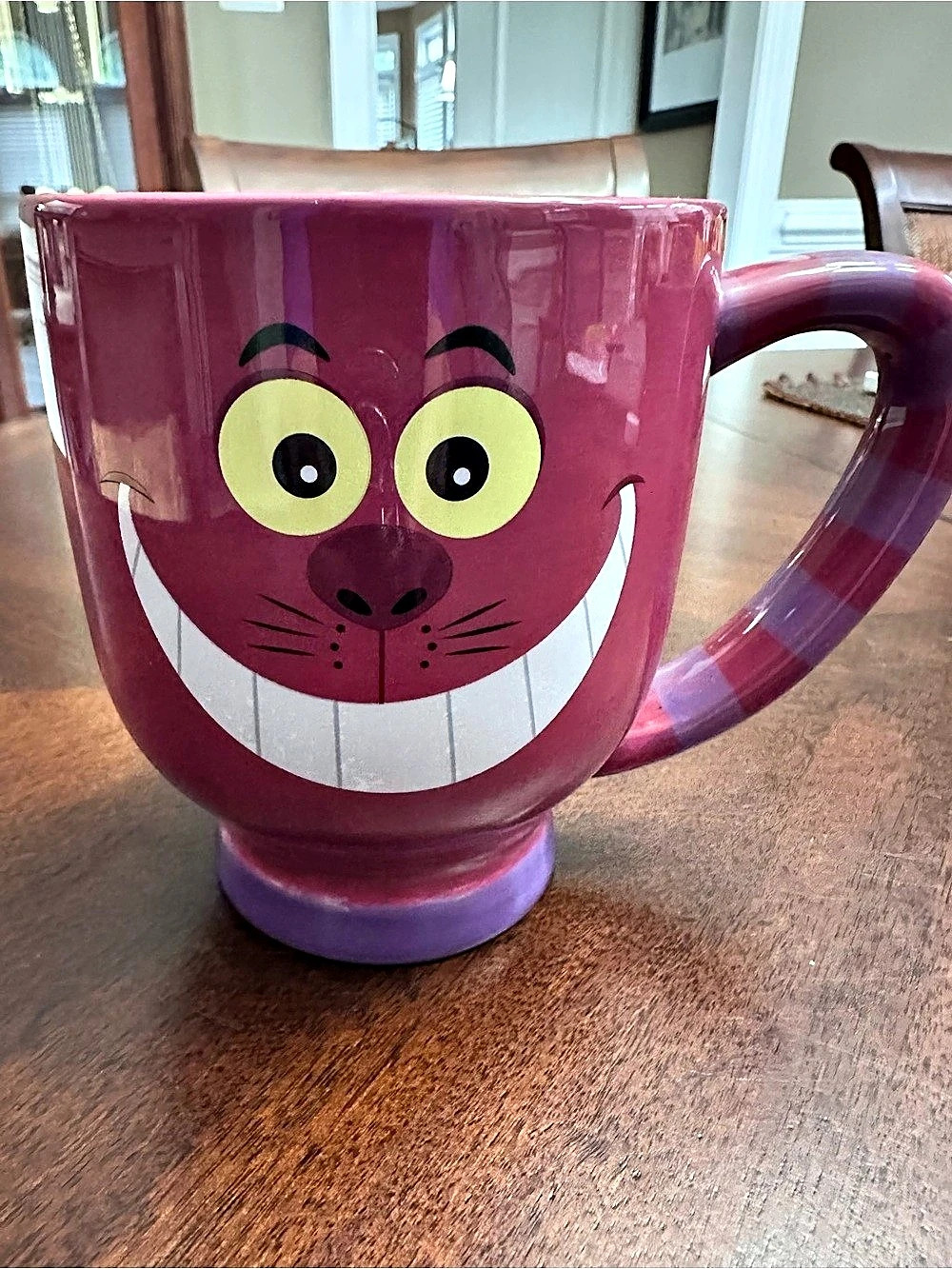 Disney Parks Cheshire Cat Alice in Wonderland Oversized Coffee Mug Striped Tail